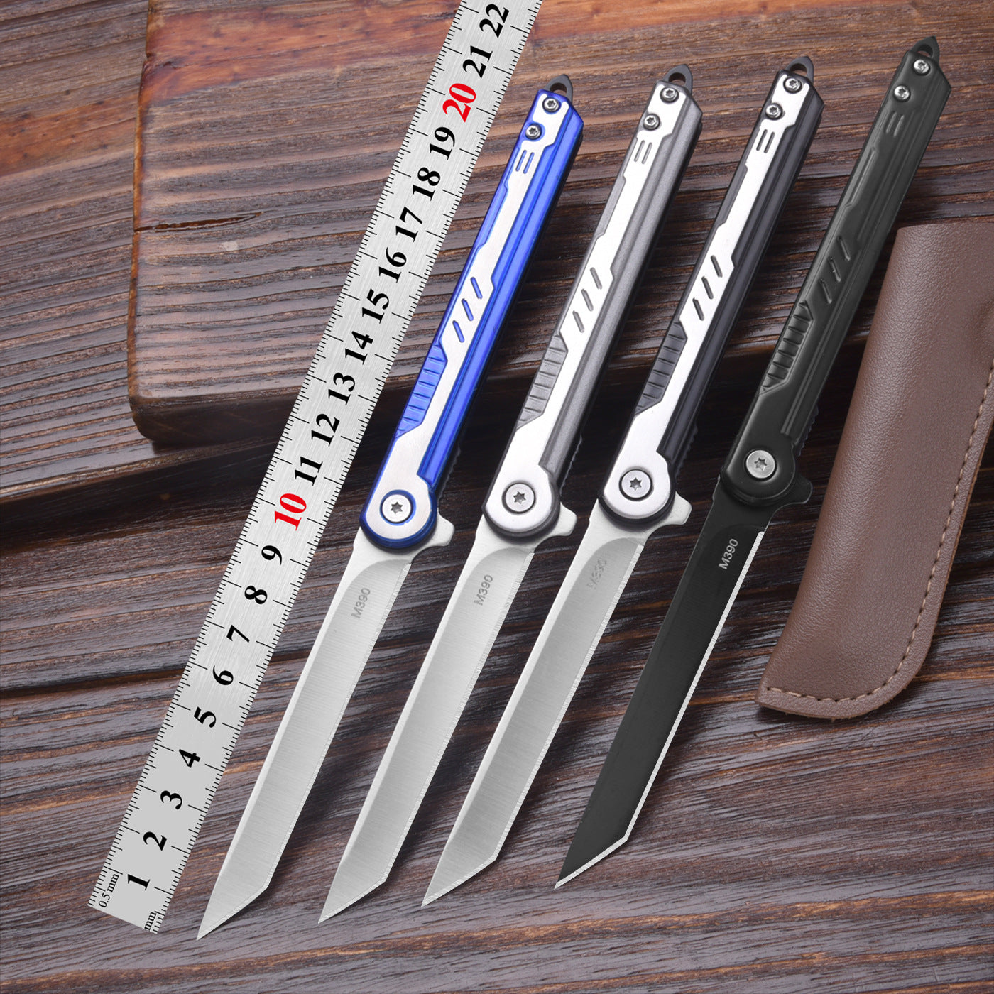 Survival Folding Knife | Camping Leather Sheath