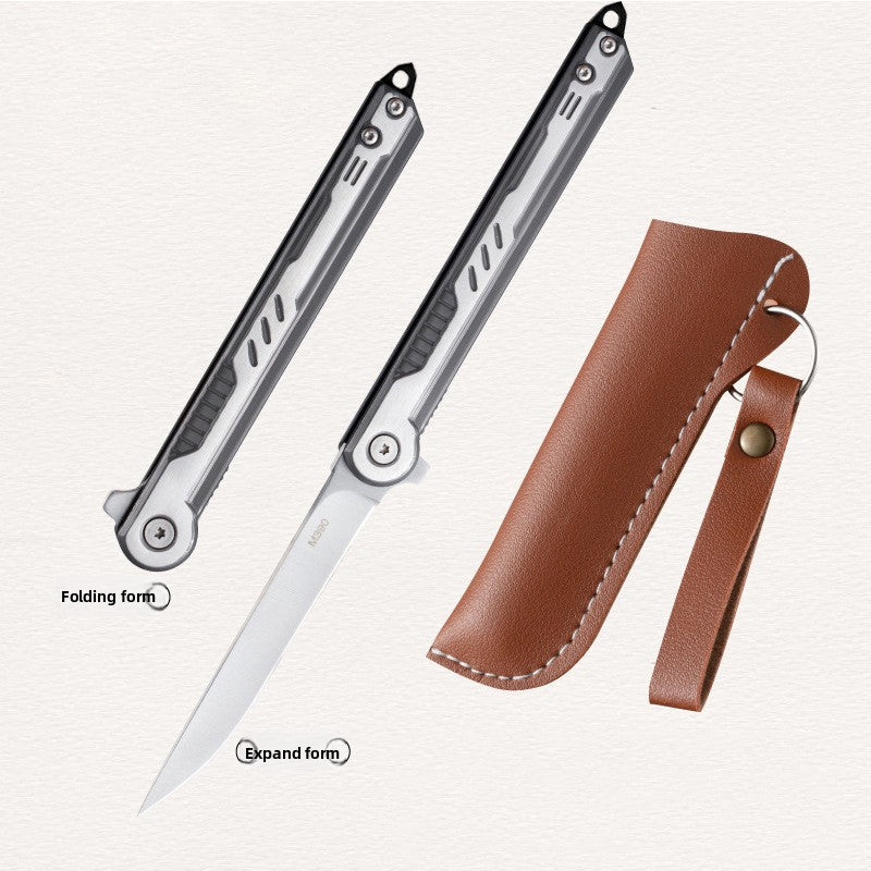 Survival Folding Knife | Camping Leather Sheath