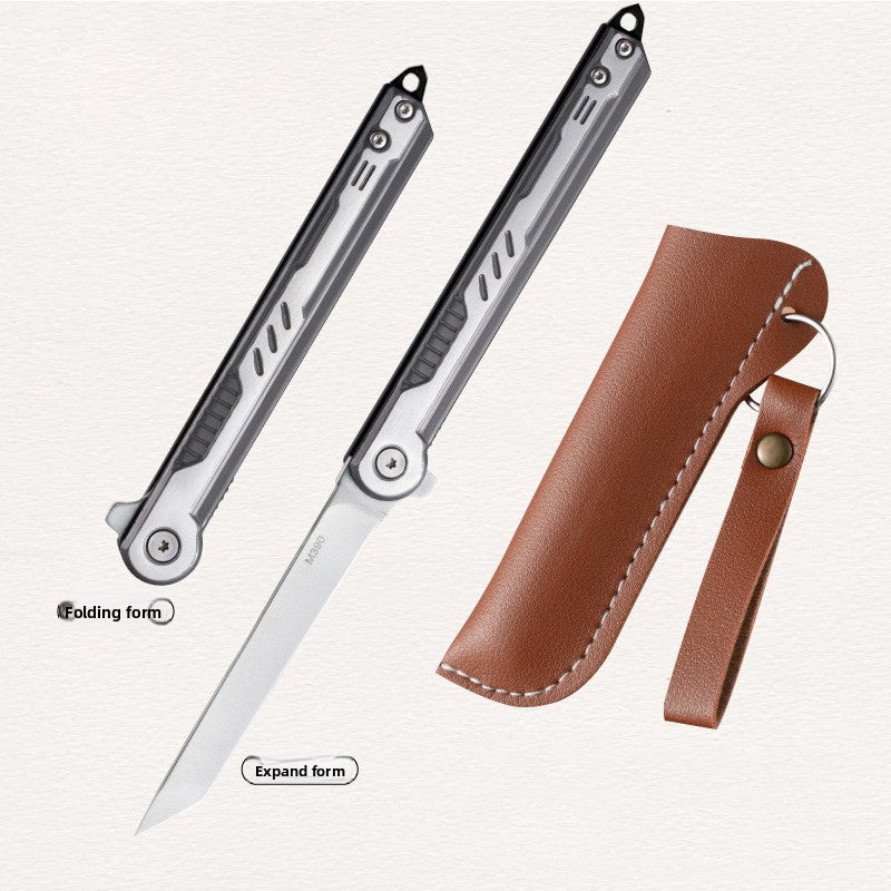 Survival Folding Knife | Camping Leather Sheath