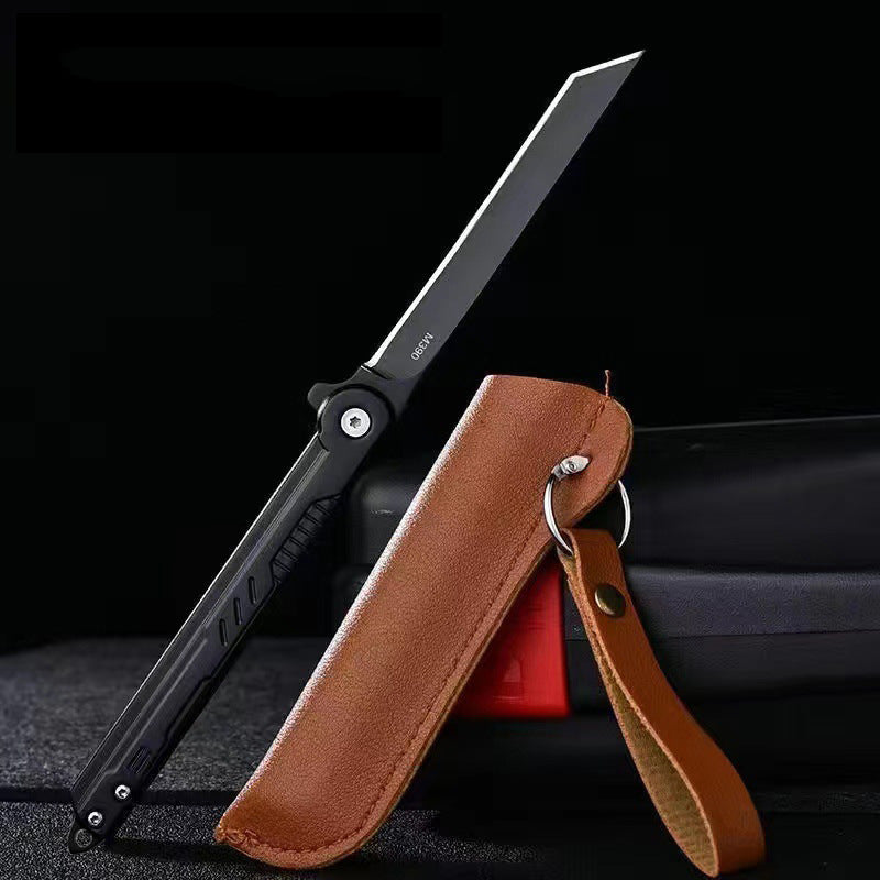 Survival Folding Knife | Camping Leather Sheath