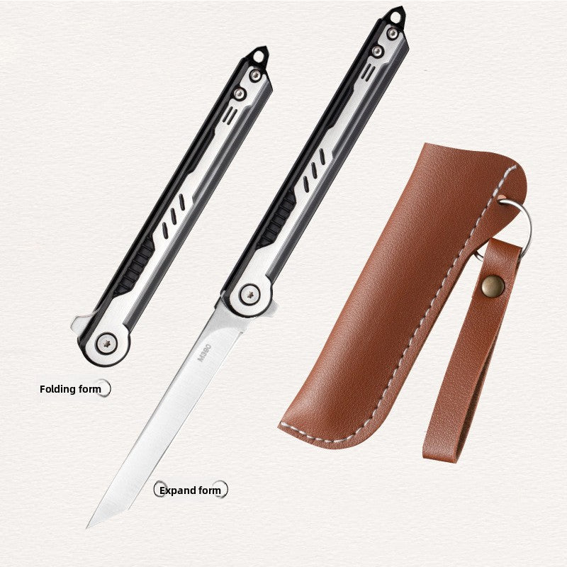 Survival Folding Knife | Camping Leather Sheath