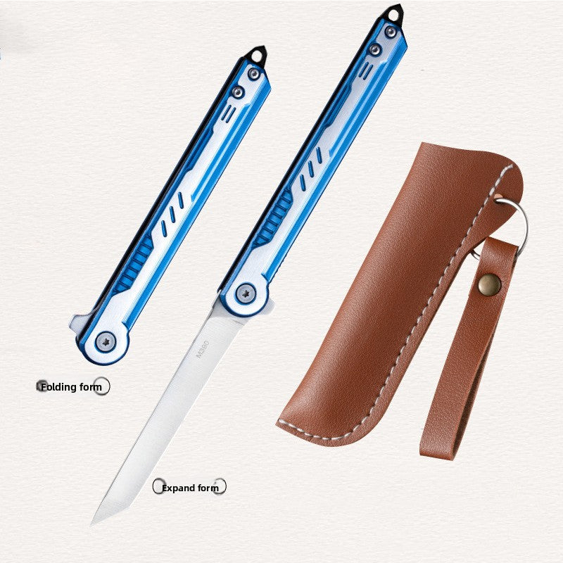 Survival Folding Knife | Camping Leather Sheath