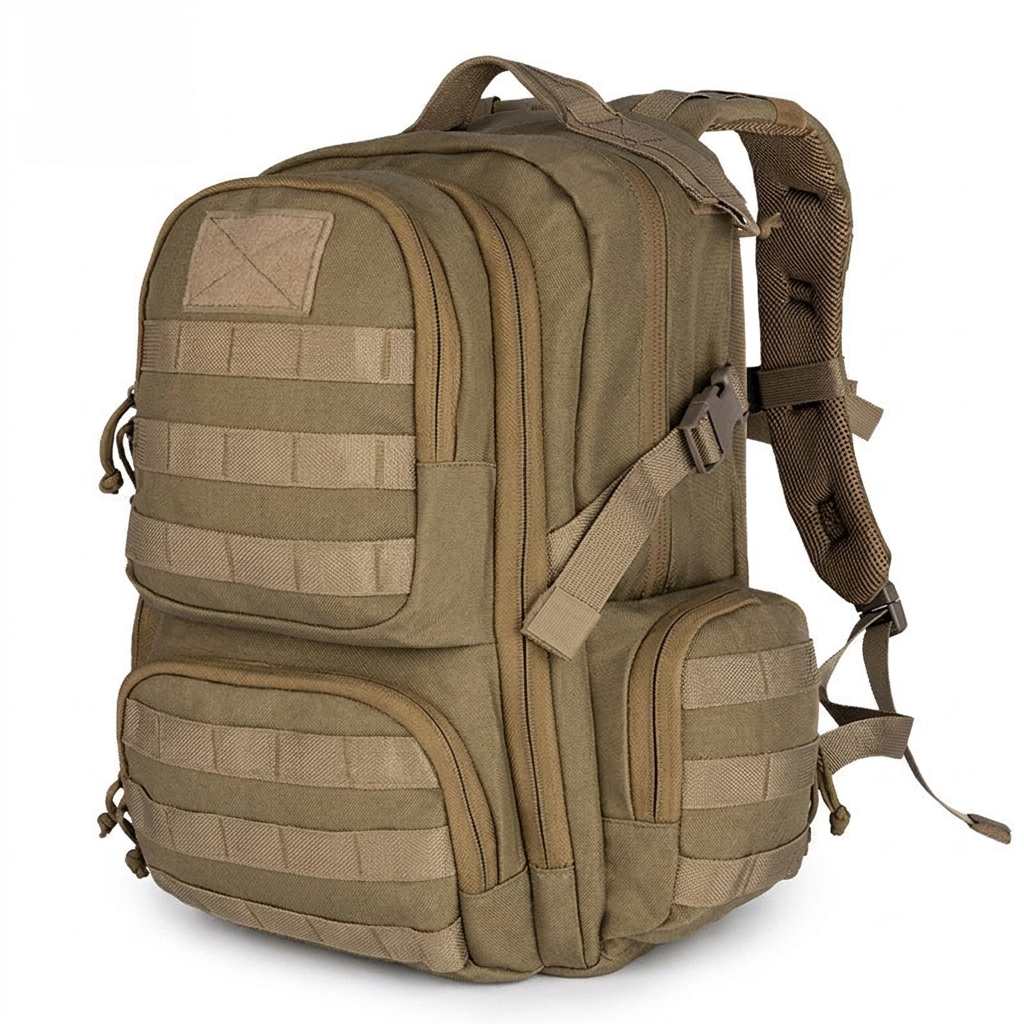 Tactical Nylon Outdoor Backpack — three-quarter angle