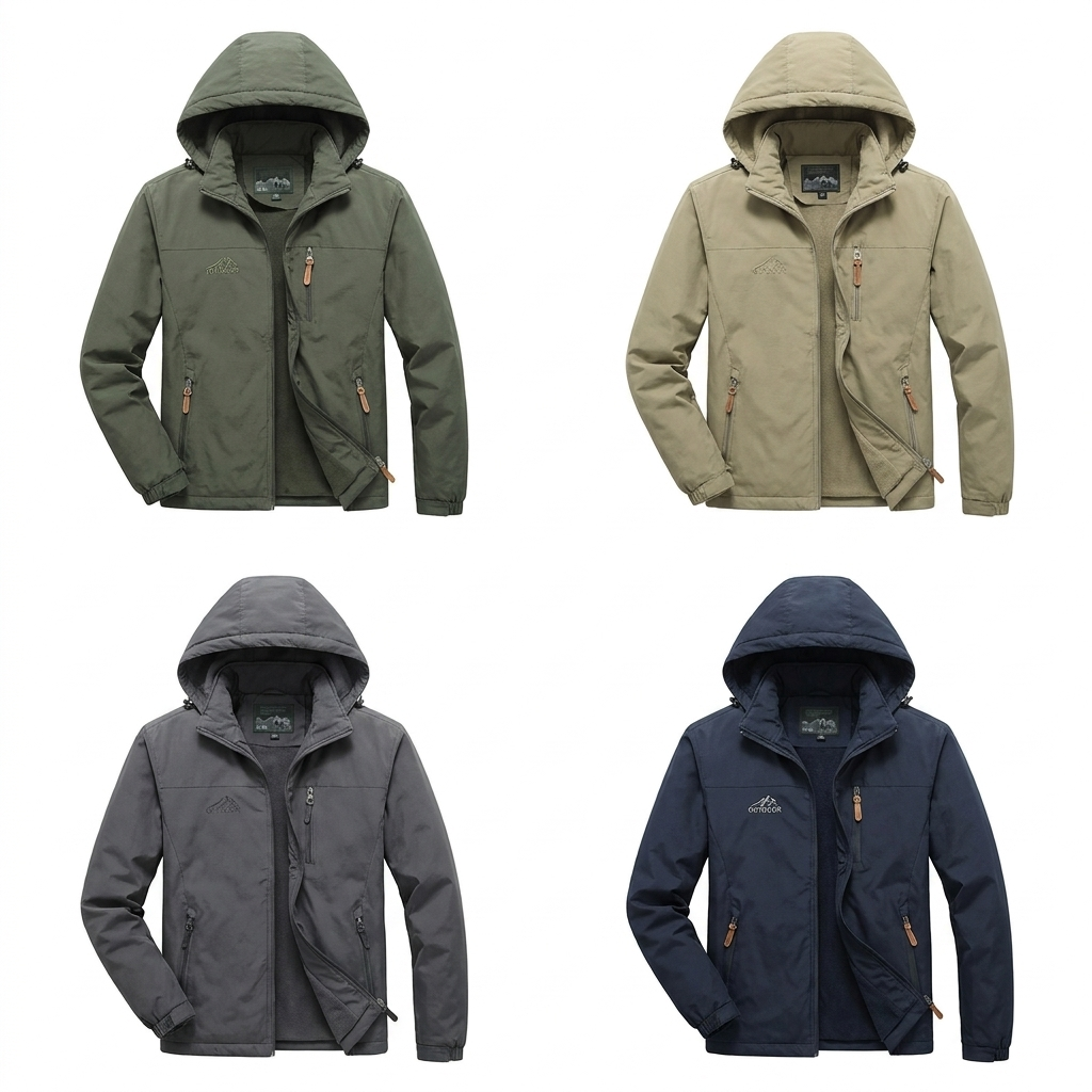 Mens Fleece Lined Outdoor Jacket - detail/material close-up view