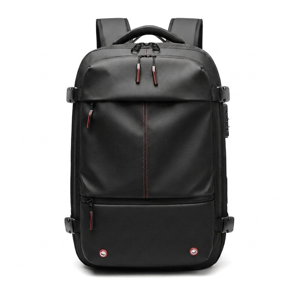Vacuum Compression Backpack — Black--upgraded version — white background