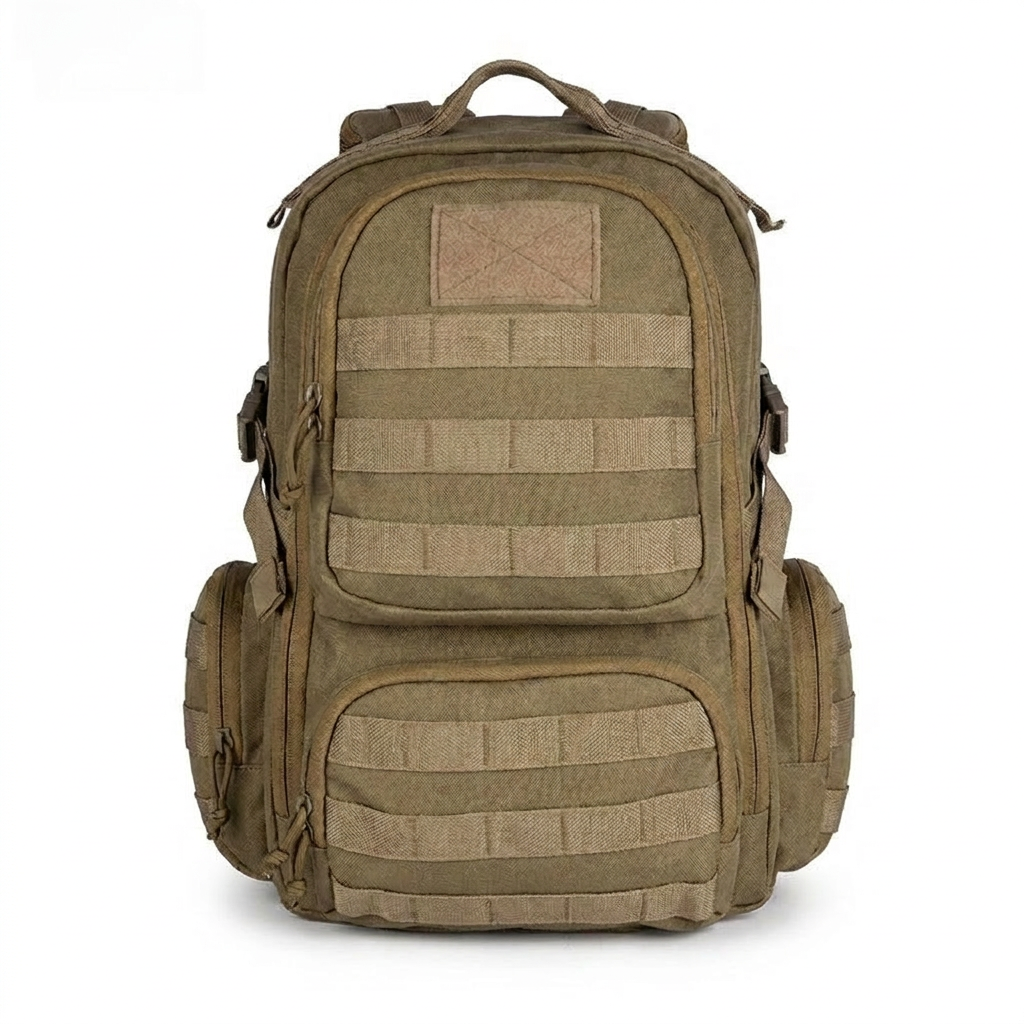 Tactical Nylon Outdoor Backpack — Mud Color — white background