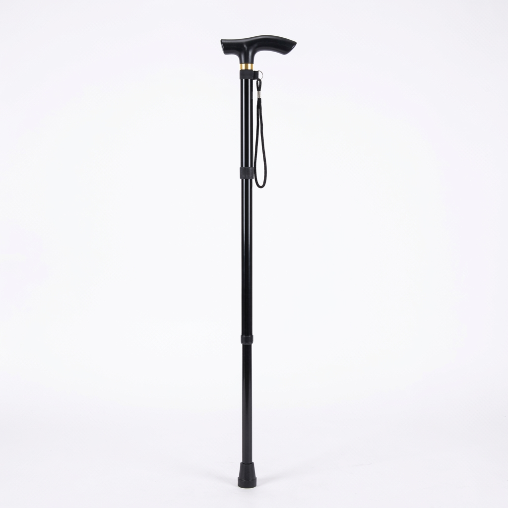 Adjustable Aluminum Trekking Pole — Black — white background