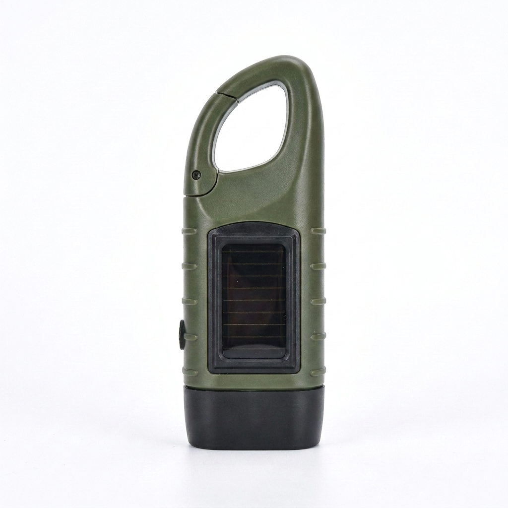 Solar Hand Crank Emergency Flashlight — white background