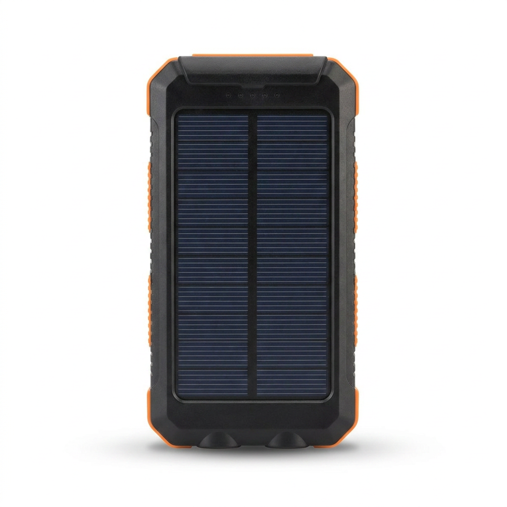 Waterproof solar charging battery camping lamp — Orange — white background