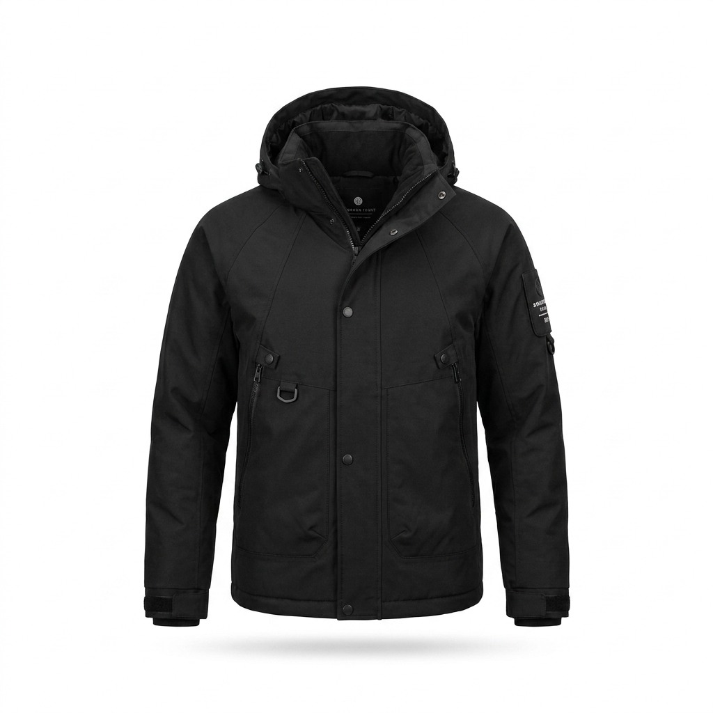 Outdoor Windproof Water-Resistant Sports Jacket — black — white background