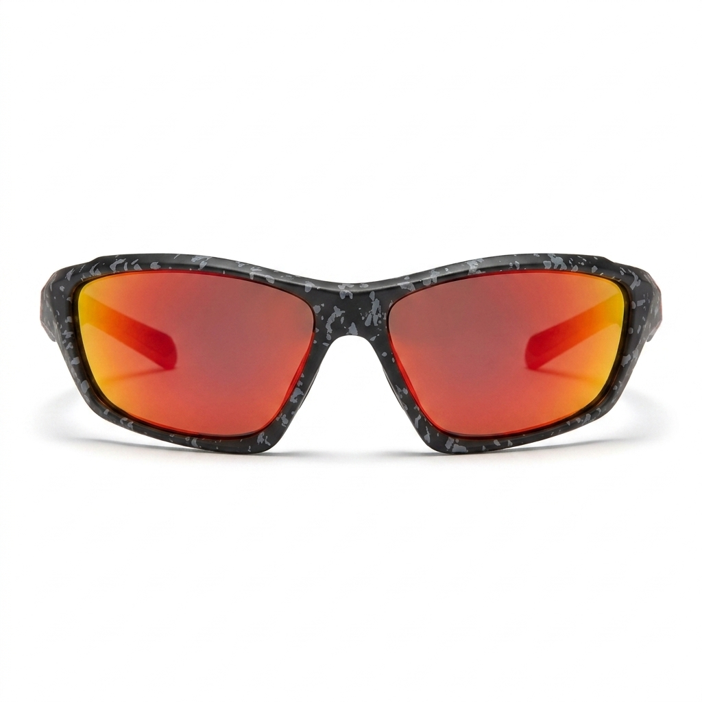 Polarized Sports Sunglasses for Driving and Outdoor Activities — Black leg gray flakes — white background
