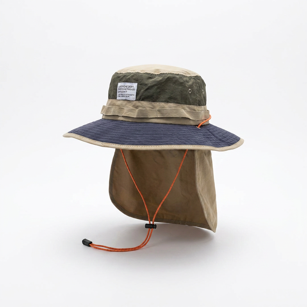 Adjustable Wide Brim Sun Hat — white background