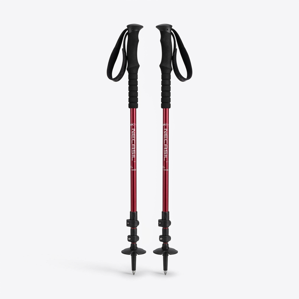 Aluminum alloy hiking stick — Red — white background